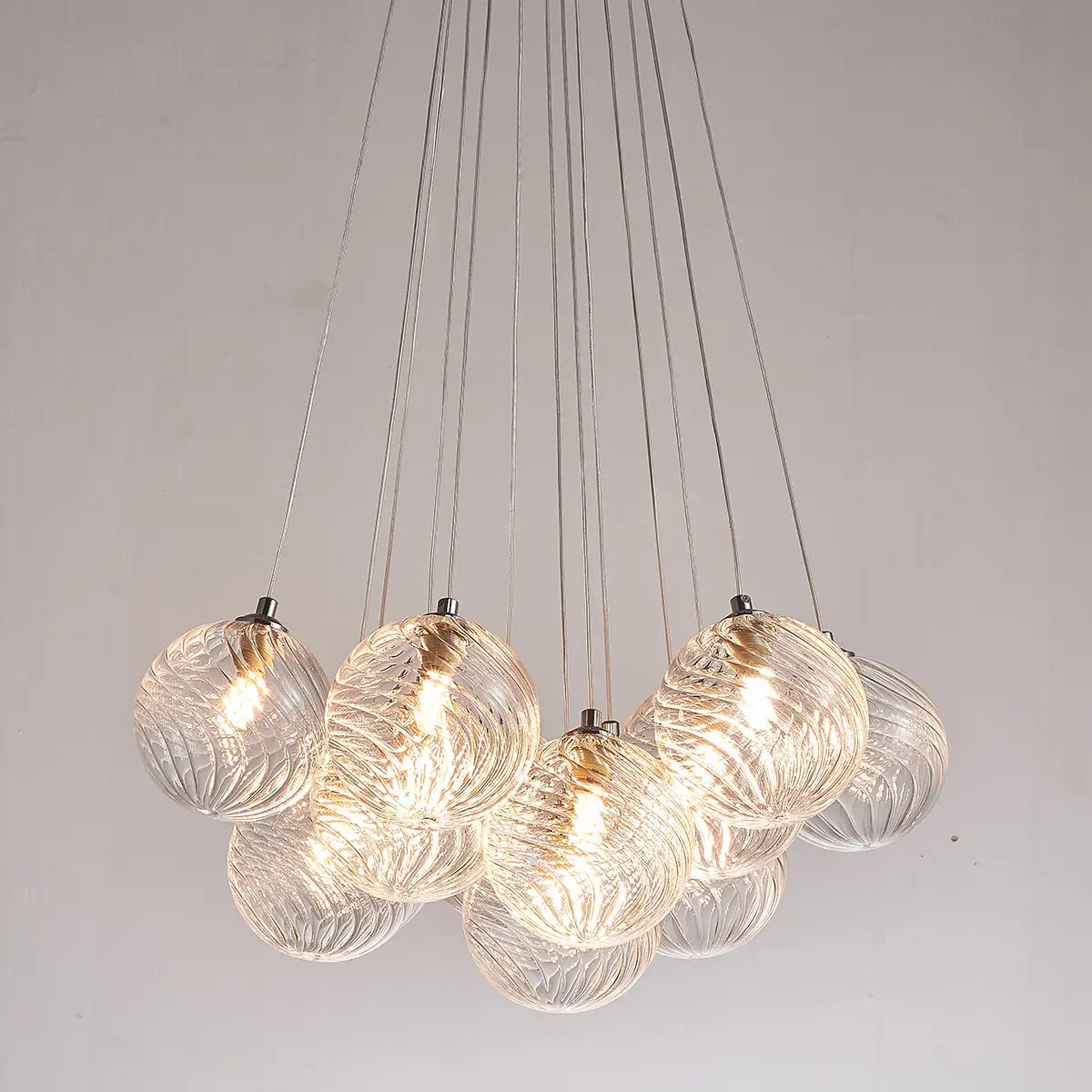 Bubbles Chandelier White Blown Glass Hanging Lamp Talia Modern Cluster Pendant Light