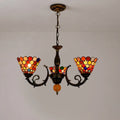 3-Light Tiffany Style Stained Glass Chandelier with Mosaic Polka Dot Shades and Antique Bronze Finish
