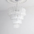 Madeleine Murano-Style Cascading Transparent Glass Tube Chandelier Modern Tiered Pendant Light