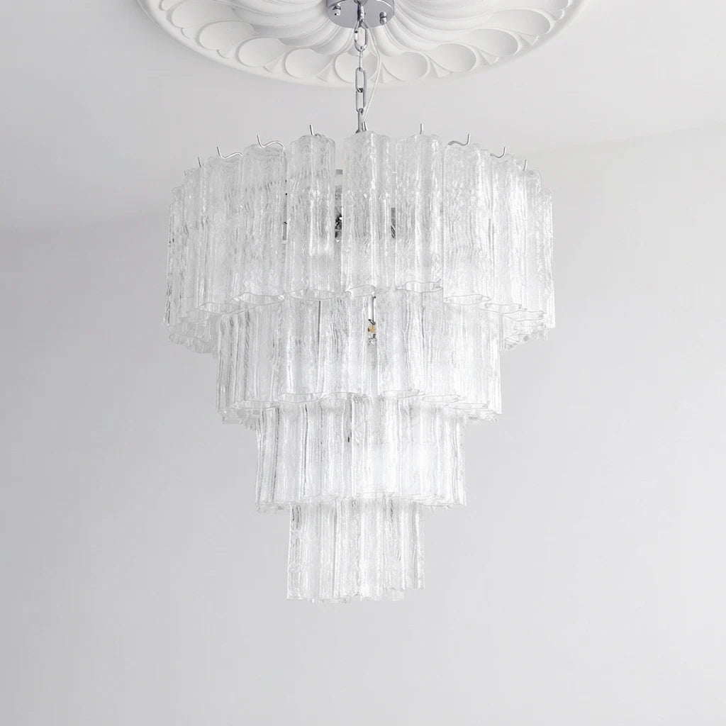 Madeleine Murano-Style Cascading Transparent Glass Tube Chandelier Modern Tiered Pendant Light