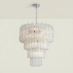 Madeleine Murano-Style Cascading Transparent Glass Tube Chandelier Modern Tiered Pendant Light
