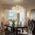 Modern Talia Sphere Cluster Pendant Light Hand-Blown Clear Glass Bubble Chandelier For Living Dining Bedroom