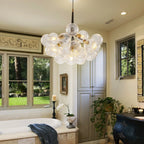 Modern Talia Sphere Cluster Pendant Light Hand-Blown Clear Glass Bubble Chandelier For Living Dining Bedroom