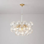 Modern Talia Sphere Cluster Pendant Light Hand-Blown Clear Glass Bubble Chandelier For Living Dining Bedroom