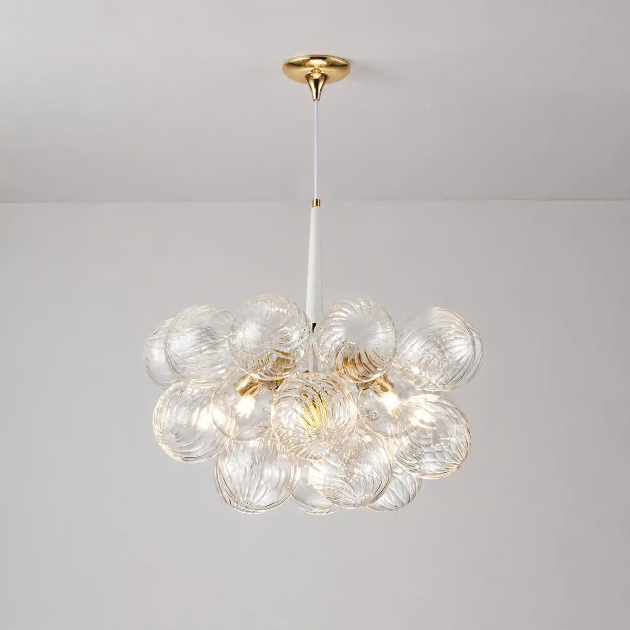 Modern Talia Sphere Cluster Pendant Light Hand-Blown Clear Glass Bubble Chandelier For Living Dining Bedroom