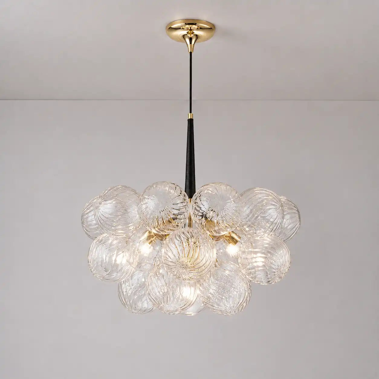 Modern Talia Sphere Cluster Pendant Light Hand-Blown Clear Glass Bubble Chandelier For Living Dining Bedroom