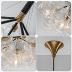 Modern Talia Sphere Cluster Pendant Light Hand-Blown Clear Glass Bubble Chandelier For Living Dining Bedroom