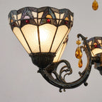 Tiffany-Style 3-Light Stained Glass Chandelier Vintage Art Nouveau Glass Chandelier For Dining Living Bedrooms