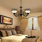 Tiffany-Style 3-Light Stained Glass Chandelier Vintage Art Nouveau Glass Chandelier For Dining Living Bedrooms
