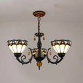Tiffany-Style 3-Light Stained Glass Chandelier Vintage Art Nouveau Glass Chandelier For Dining Living Bedrooms