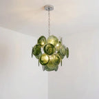 Murano Style Green Tiered Glass Chandelier Lelaina Artistic Layered Circular Glass Discs Pendant Light