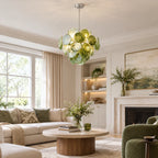 Murano Style Green Tiered Glass Chandelier Lelaina Artistic Layered Circular Glass Discs Pendant Light