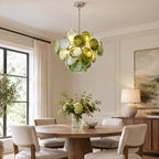 Murano Style Green Tiered Glass Chandelier Lelaina Artistic Layered Circular Glass Discs Pendant Light
