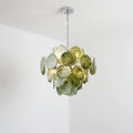 Murano Style Green Tiered Glass Chandelier Lelaina Artistic Layered Circular Glass Discs Pendant Light