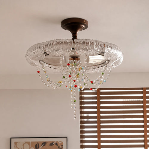 French Luxury Crystal Chandelier Retro Semi-Flush Ceiling light Mid-Century Modern Apartment Hanging Lamp