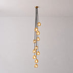 Modern Bubble Smoke Glass Cascade Pendant Light Contemporary Multi-Tier Globe Chandelier For Dining Living Foyers