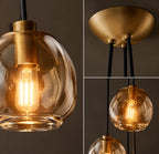 Modern Bubble Smoke Glass Cascade Pendant Light Contemporary Multi-Tier Globe Chandelier For Dining Living Foyers
