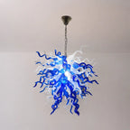 Blue & Clear Hand-Blown Glass Sculpture Chandelier Modern Art Glass Tentacle Pendant Light