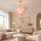Murano Style Pink Glass Chandelier Lelaina Layered Blush Glass Disc Pendant Light