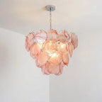 Murano Style Pink Glass Chandelier Lelaina Layered Blush Glass Disc Pendant Light