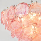 Murano Style Pink Glass Chandelier Lelaina Layered Blush Glass Disc Pendant Light