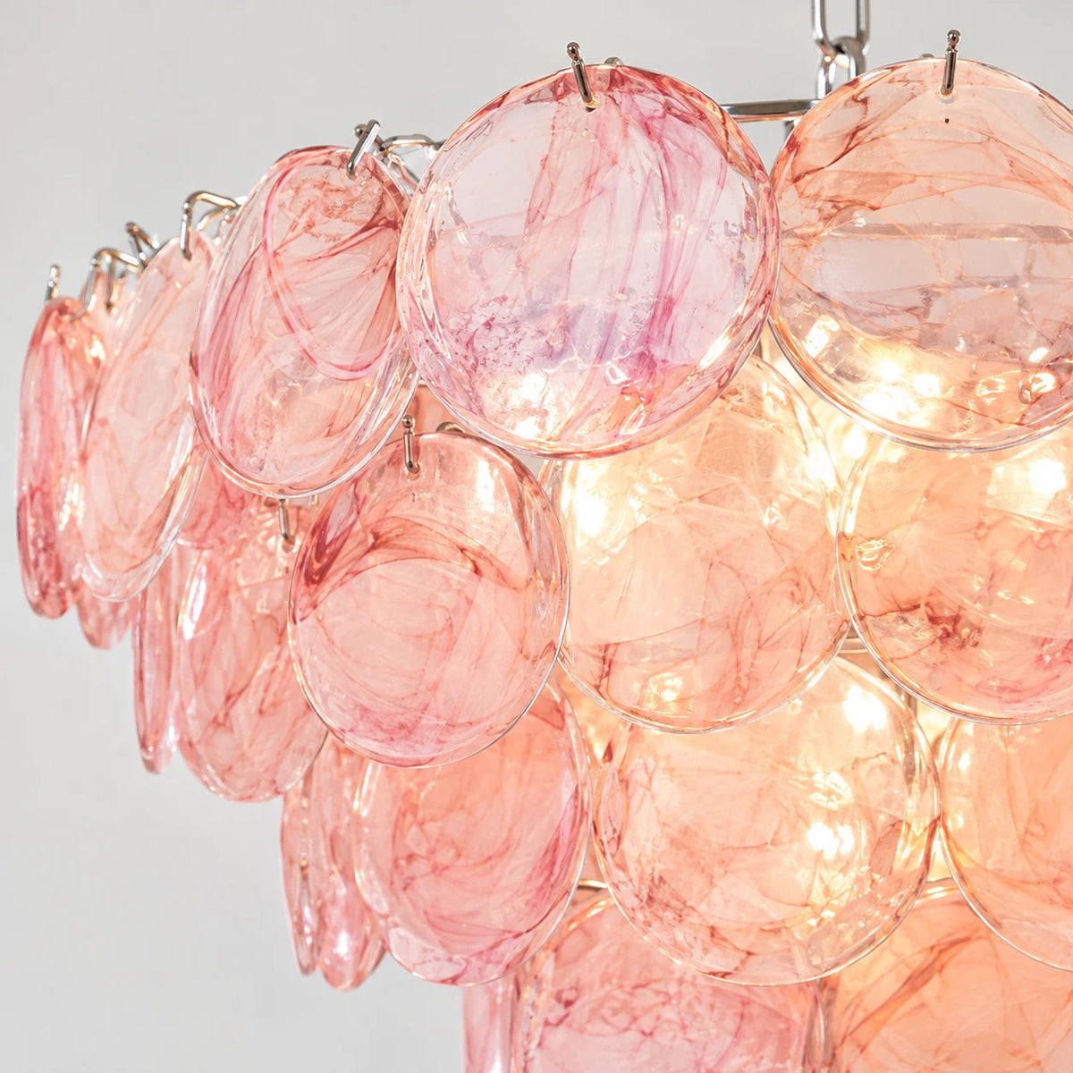Murano Style Pink Glass Chandelier Lelaina Layered Blush Glass Disc Pendant Light