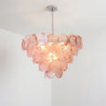 Murano Style Pink Glass Chandelier Lelaina Layered Blush Glass Disc Pendant Light
