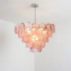 Murano Style Pink Glass Chandelier Lelaina Layered Blush Glass Disc Pendant Light