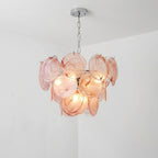 Murano Style Pink Glass Chandelier Lelaina Layered Blush Glass Disc Pendant Light