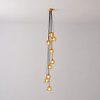 Modern Bubble Smoke Glass Cascade Pendant Light Contemporary Multi-Tier Globe Chandelier For Dining Living Foyers
