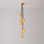 Modern Bubble Smoke Glass Cascade Pendant Light Contemporary Multi-Tier Globe Chandelier For Dining Living Foyers