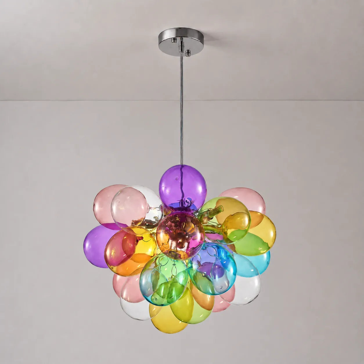 Artistic Hand Blown Rainbow Bubble Chandelier Vibrant Multi Color Talia Cloud Glass Balls Pendant Light