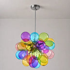 Artistic Hand Blown Rainbow Bubble Chandelier Vibrant Multi Color Talia Cloud Glass Balls Pendant Light