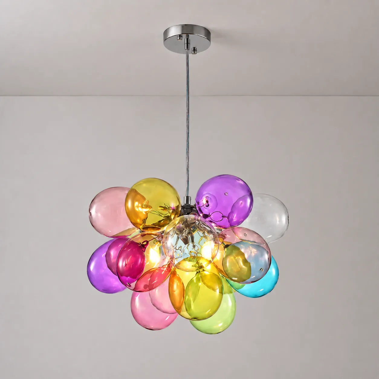 Artistic Hand Blown Rainbow Bubble Chandelier Vibrant Multi Color Talia Cloud Glass Balls Pendant Light