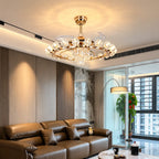Modern Luxury Crystal Ceiling Fan Chandelier Light with Remote Control Fandolier Quiet Hanging lamp For Bedrooms Living
