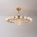 Modern Luxury Crystal Ceiling Fan Chandelier Light with Remote Control Fandolier Quiet Hanging lamp For Bedrooms Living