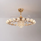 Modern Luxury Crystal Ceiling Fan Chandelier Light with Remote Control Fandolier Quiet Hanging lamp For Bedrooms Living