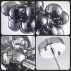 Obsidian Gloom Smoked Glass Bubble Chandelier Talia Grey Black Modern Cluster Glass Ball  Pendant Light