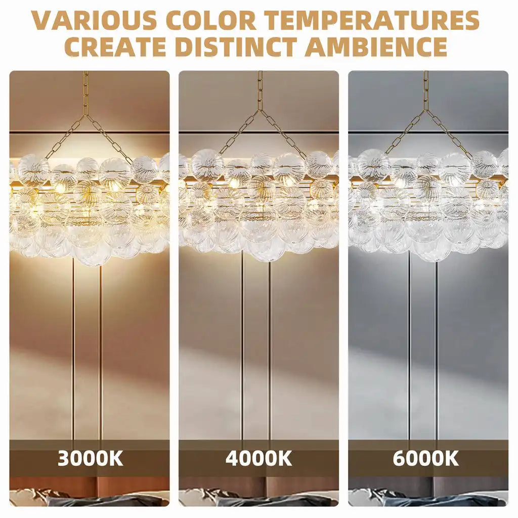 Rectangular Bubbles Chandelier Rectangular  Talia Style Glass Pendant Light Fixture Modern For Kitchen Island