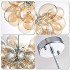 Bubbles Chandelier Dark Beige Blown Glass Balloon Hanging Lamp Brown Talia Modern Cluster Pendant Light