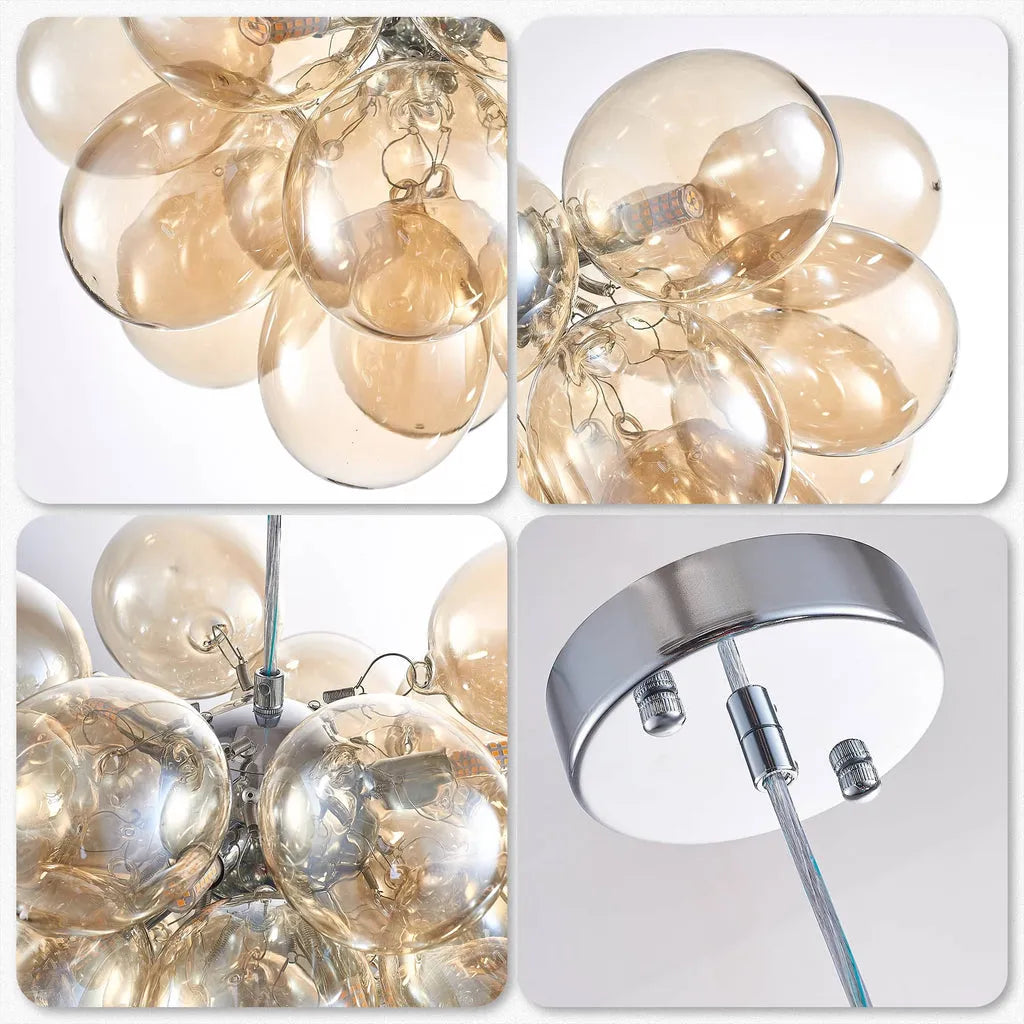 Bubbles Chandelier Dark Beige Blown Glass Balloon Hanging Lamp Brown Talia Modern Cluster Pendant Light