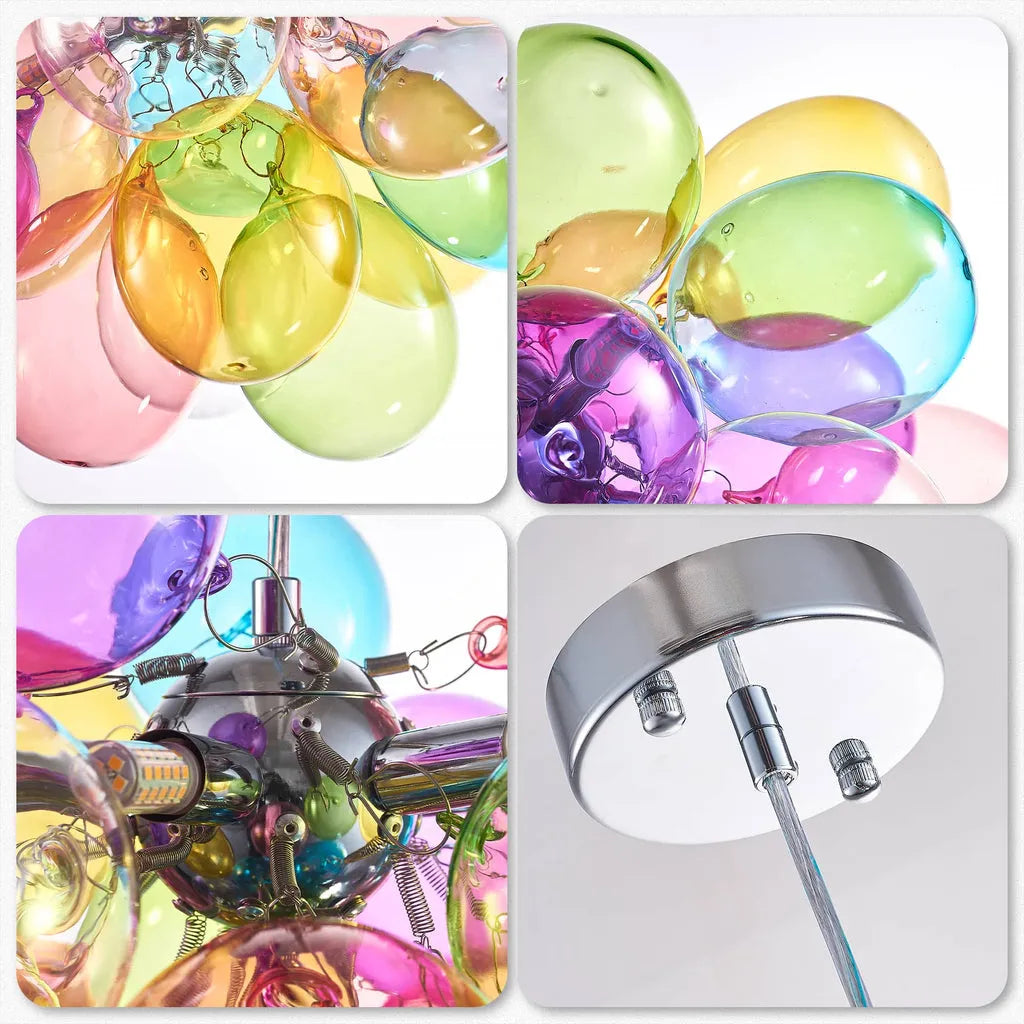 Artistic Hand Blown Rainbow Bubble Chandelier Vibrant Multi Color Talia Cloud Glass Balls Pendant Light