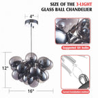 Obsidian Gloom Smoked Glass Bubble Chandelier Talia Grey Black Modern Cluster Glass Ball  Pendant Light