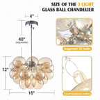 Bubbles Chandelier Dark Beige Blown Glass Balloon Hanging Lamp Brown Talia Modern Cluster Pendant Light