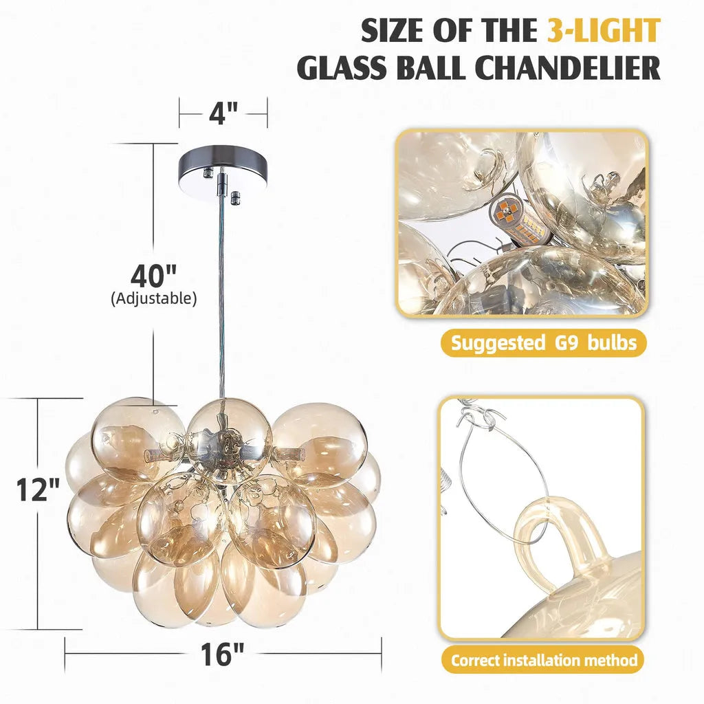 Bubbles Chandelier Dark Beige Blown Glass Balloon Hanging Lamp Brown Talia Modern Cluster Pendant Light