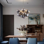 Obsidian Gloom Smoked Glass Bubble Chandelier Talia Grey Black Modern Cluster Glass Ball  Pendant Light