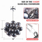 Obsidian Gloom Smoked Glass Bubble Chandelier Talia Grey Black Modern Cluster Glass Ball  Pendant Light