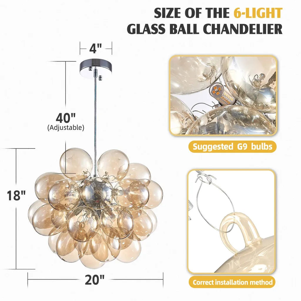 Bubbles Chandelier Dark Beige Blown Glass Balloon Hanging Lamp Brown Talia Modern Cluster Pendant Light