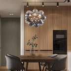 Obsidian Gloom Smoked Glass Bubble Chandelier Talia Grey Black Modern Cluster Glass Ball  Pendant Light