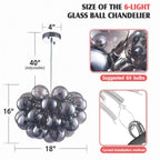 Obsidian Gloom Smoked Glass Bubble Chandelier Talia Grey Black Modern Cluster Glass Ball  Pendant Light